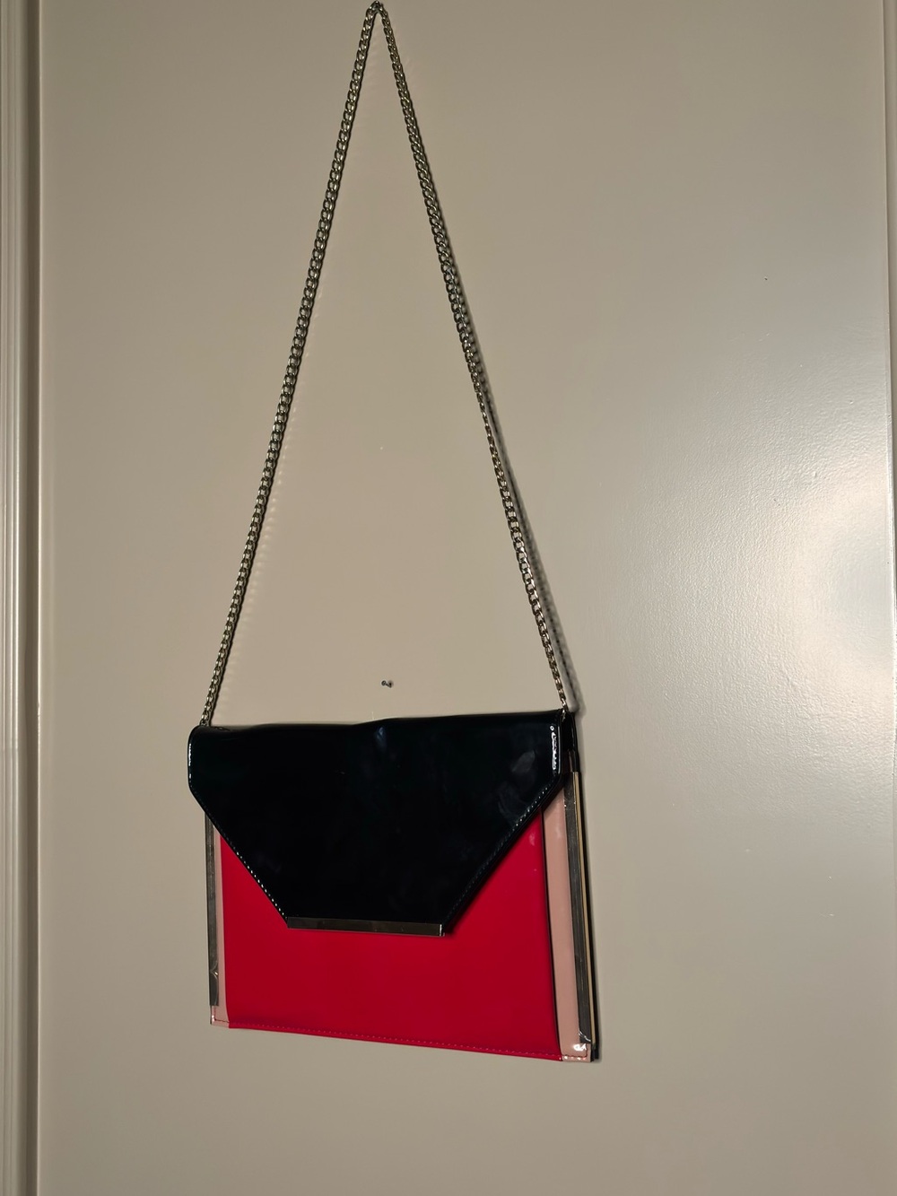 Aldo Black and Red Patent Envelope Crossbody